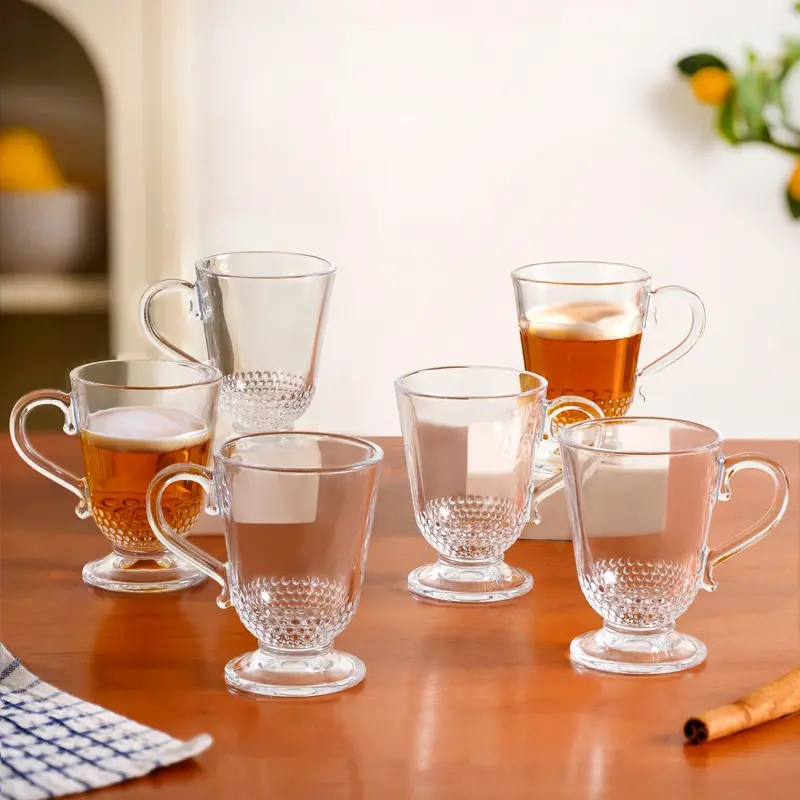 Hobnail Texture Irish Coffee Glasses – Set Of 6, 196Ml Tactile Vintage-Inspired Drinkware 1