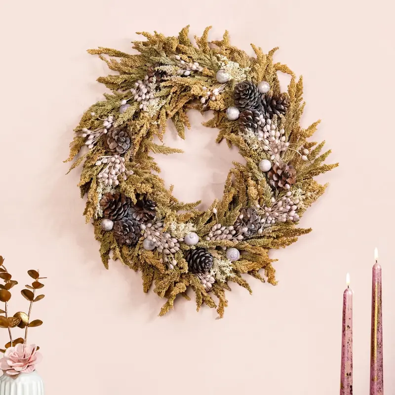 Holiday Pinecone Wreath With Mixed Dried Botanicals 1