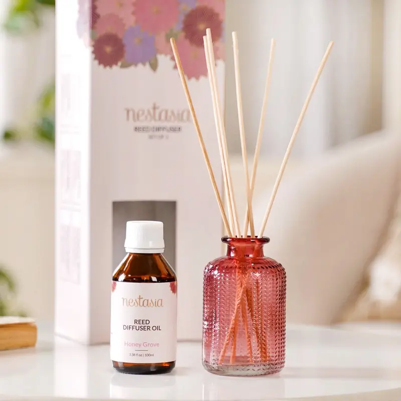 Honey Grove Fragrance Jar & Reed Diffuser Set – Sweet, Woody Scent Ensemble (3) 1
