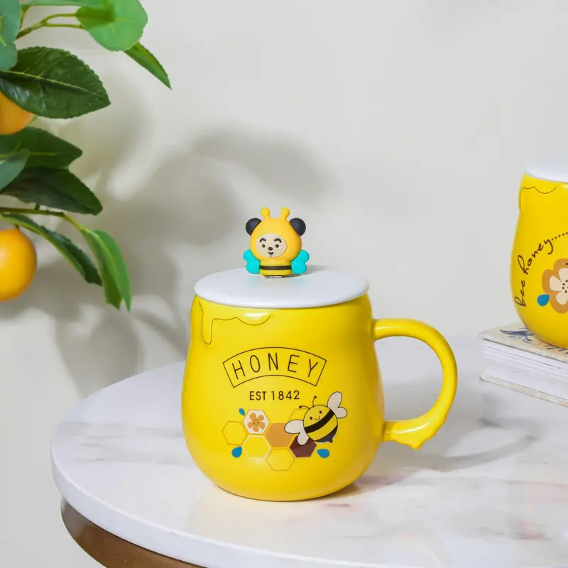 Honeybee Design Coffee Mug – Cheerful Yellow 350Ml Ceramic Mug 1
