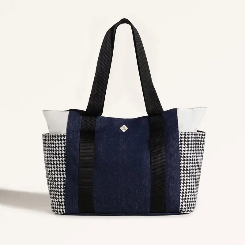 Houndstooth Print Women’S Structured Tote Bag 1