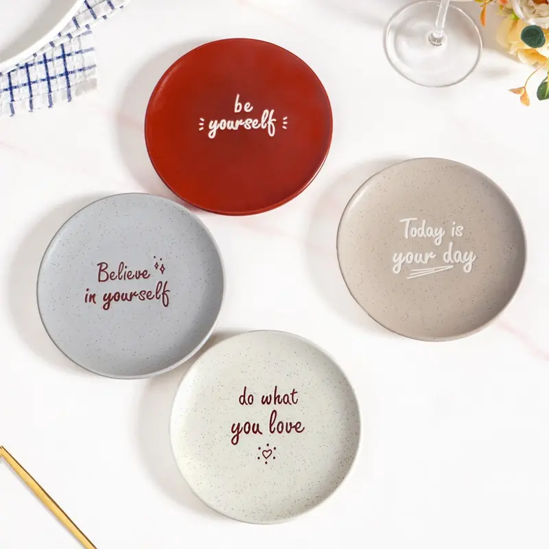 Inspiration Quote Ceramic Small Plates – Set Of 4, 15Cm Motivational Tableware 1