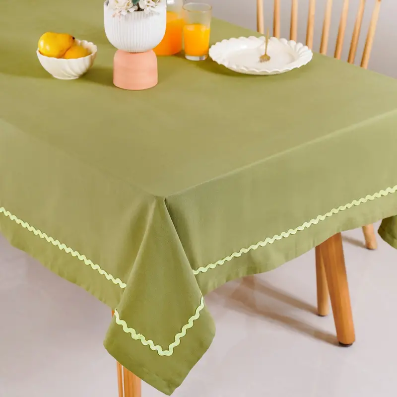 Isabelle Green Rick Rack Cotton Tablecloth – 6-Seater (217X163Cm) 1