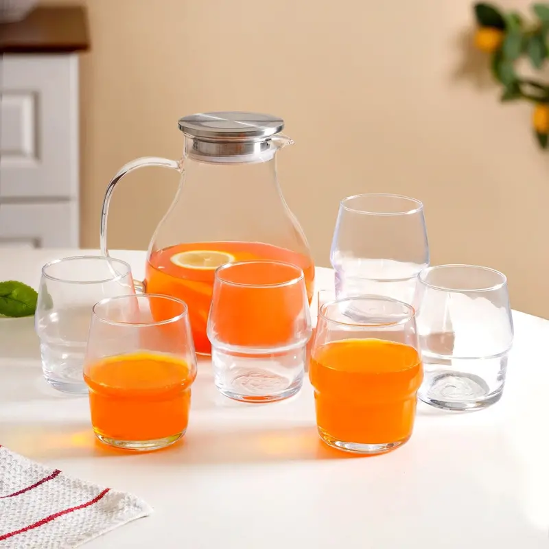 Juice-Serving Glass Pitcher And Tumbler Set – Set Of 7 1