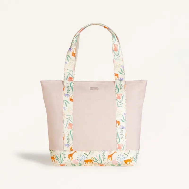 Jungle-Themed Large Canvas Zippered Tote Bag 1