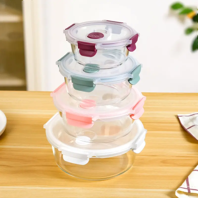 Kaleido Stackable Round Food Storage Containers With Air Vents – 4-Piece Set (390Ml To 1400Ml) 1