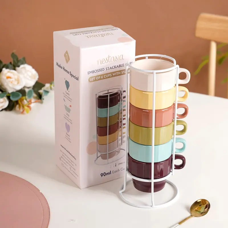 Kaori Sunset Mini Stackable Tea Cup Set – 6 Pcs, 90Ml 1