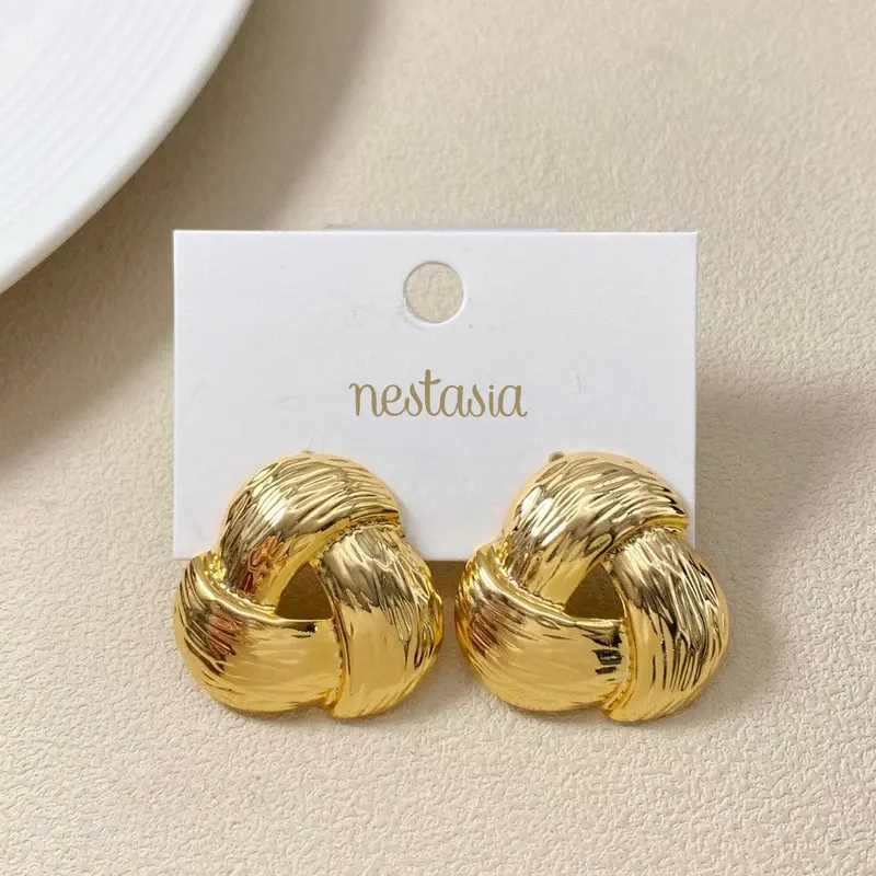 Knot Of Strength Gold Symbolic Stud Earrings 1