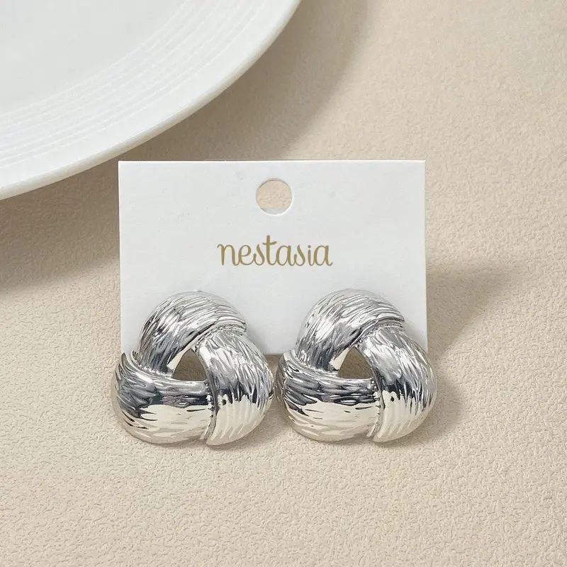 Knot Of Strength Silver Symbolic Stud Earrings 1