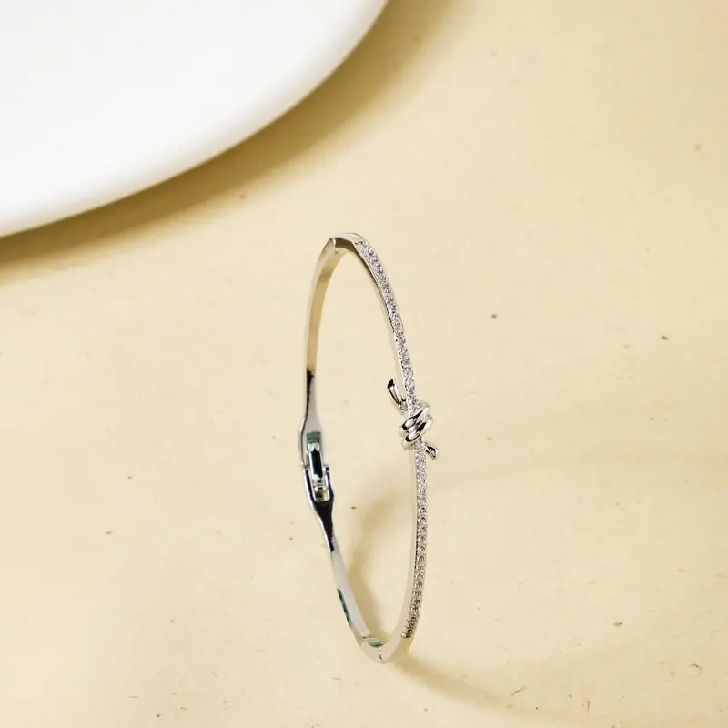 Knotted Glamour Silver Wide Cuff 1
