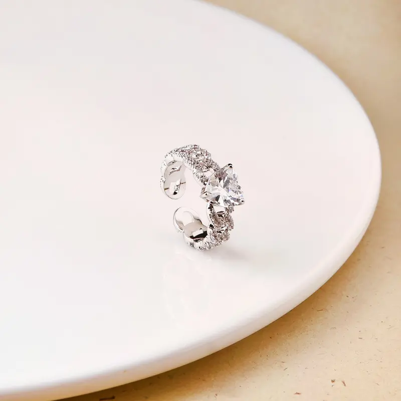 Knotted Silver Heart Solitaire Ring 1