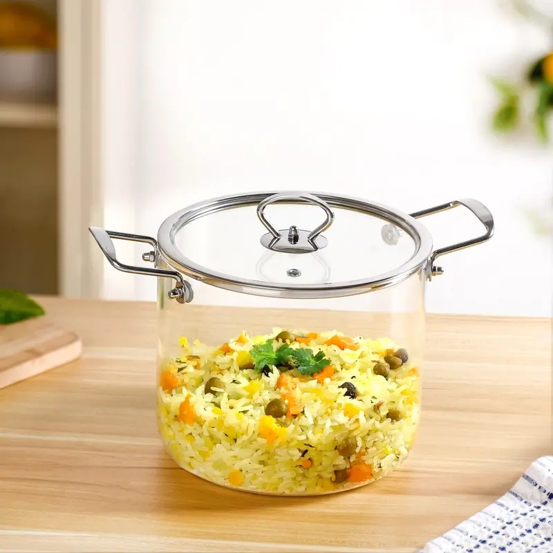 Large Borosilicate Pasta Pot – 4.5L With Metal Grip Handle 1