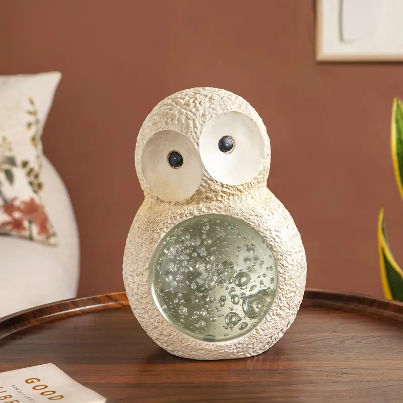 Large Crystal-Bellied Owl Accent Sculpture For Contemporary Spaces 1