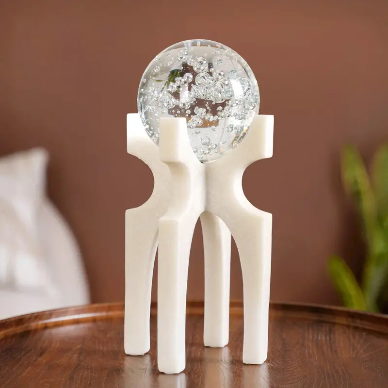 Large Crystal Orb Table Centerpiece – Statement Geometric Decor 1