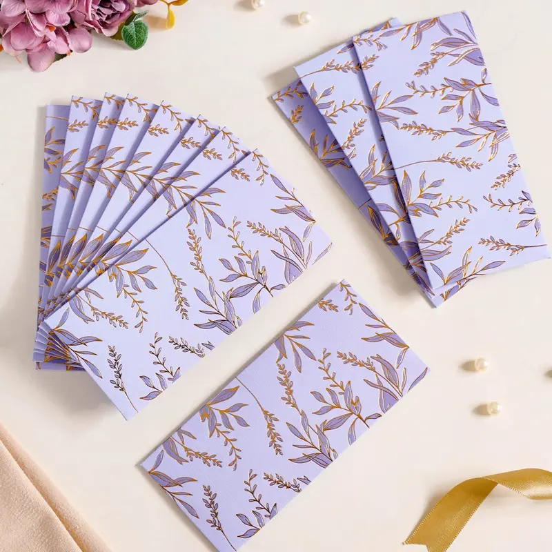 Lavender Leaf Wedding Money Envelopes (12 Pcs) 1