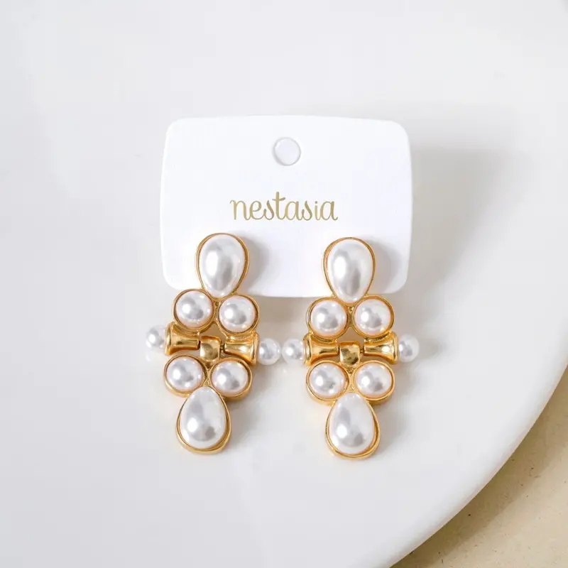 Layered Pearl Cascade Drop Earrings 1