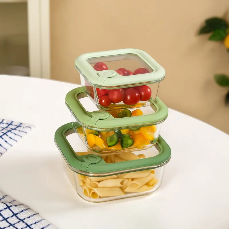 Leak-Resistant Transparent Food Storage Containers – 3-Piece Air Vent Lid Set (350Ml, 520Ml, 800Ml) 1