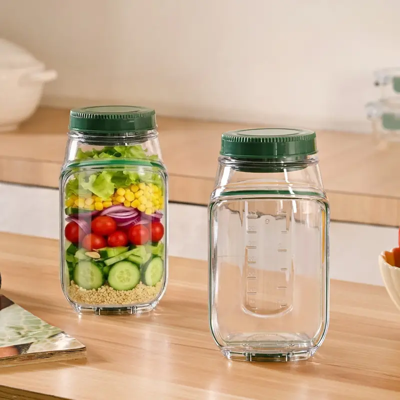 Leakproof Convertible Salad Jar & Bowl Combo – 1200Ml, 2-Piece Set With Lid And Cup 1