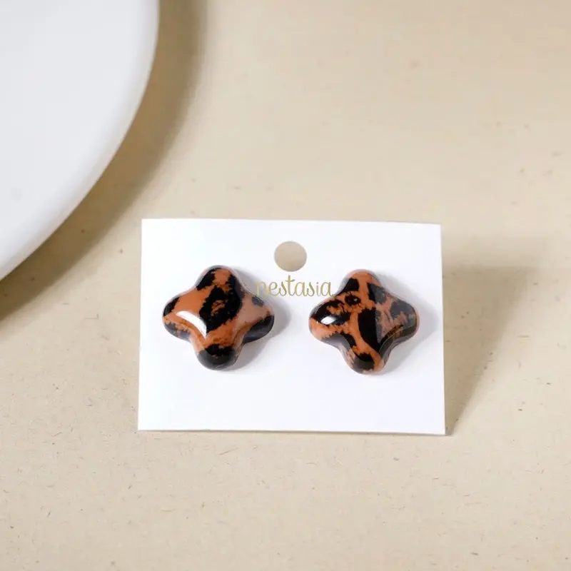 Leopard Print Stud Earrings – Wildly Chic Design 1