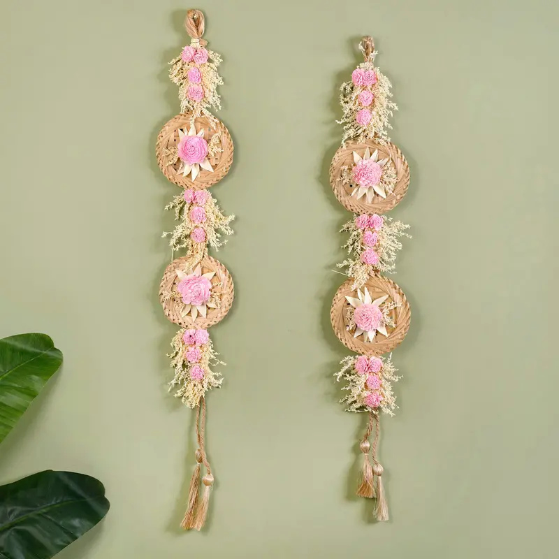 Light Pink Dried Grass Wall Hanging – Set Of 2 1