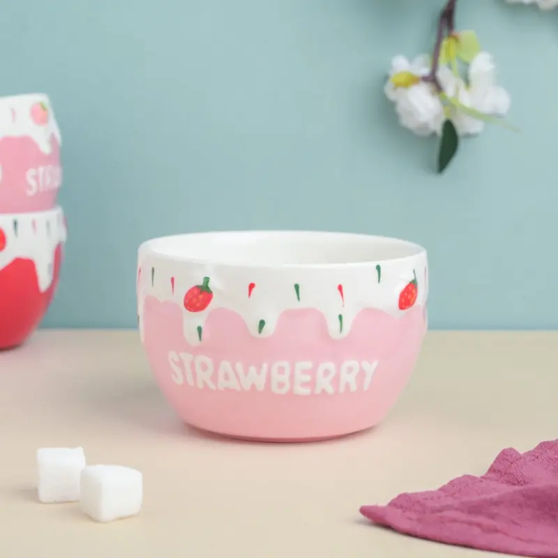 Light Pink Strawberry Accent Side Bowl – 400 Ml 1