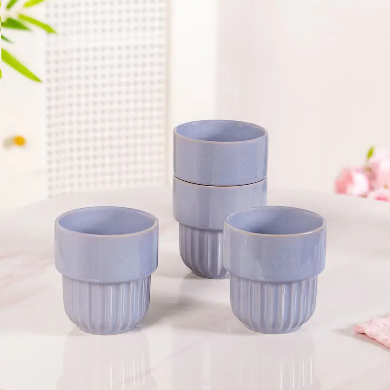 Lilac Snugsy Stackable Ceramic Cups (4 Pcs, 280Ml) 1