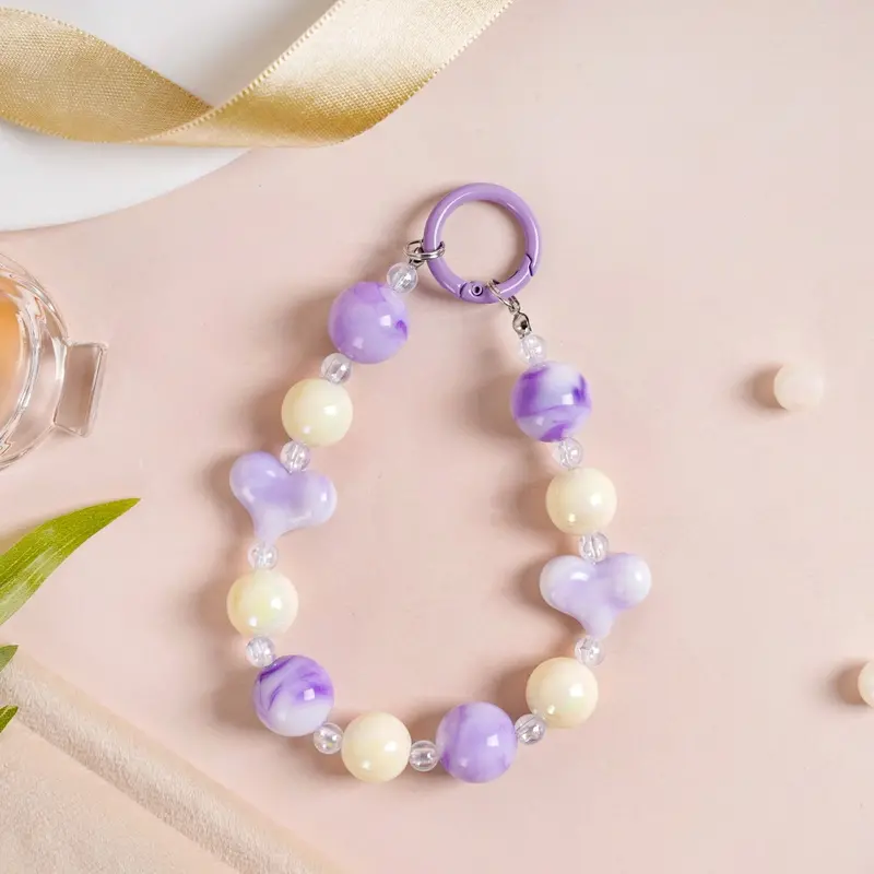 Lilac-Toned Heart Charm Keychain 1