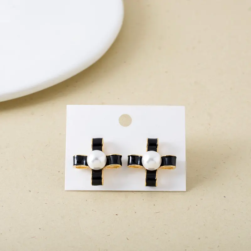 Looped Pearl Accent Stud Earrings 1
