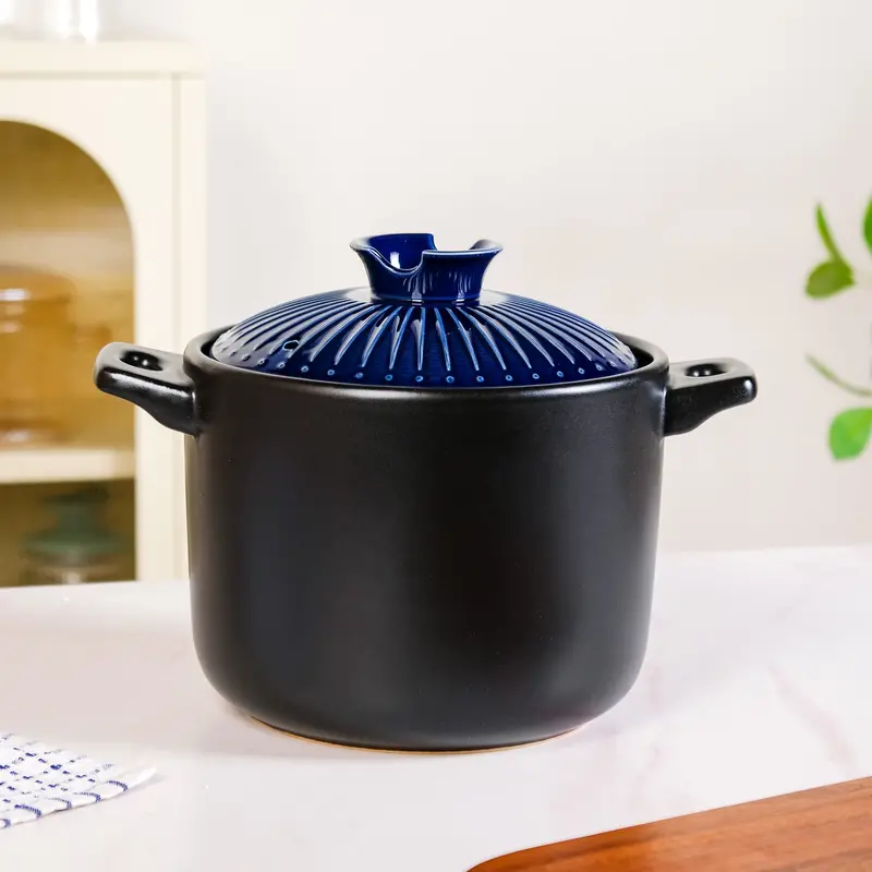 Lumea Blue Ceramic Cooking Pot With Lid (4700Ml) 1