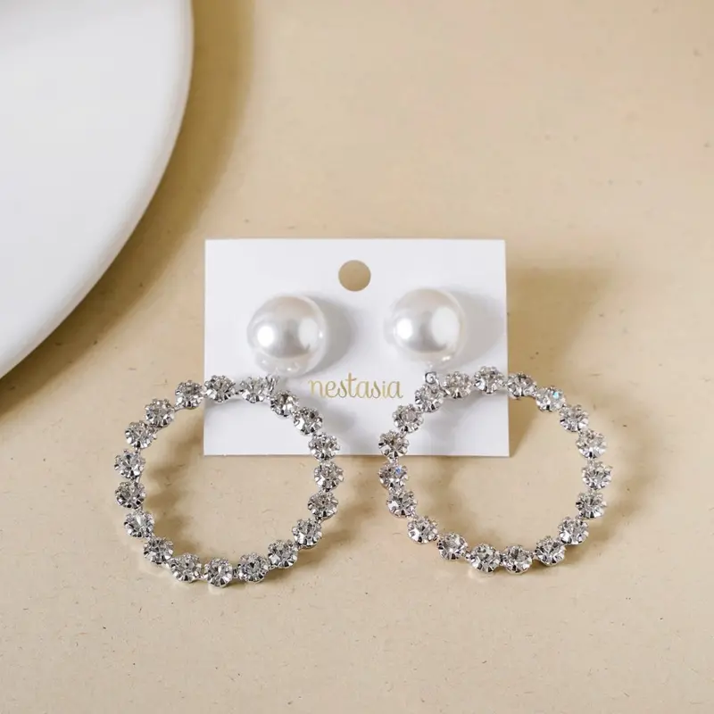 Lunar Sparkle Hoop Dangler Earrings 1