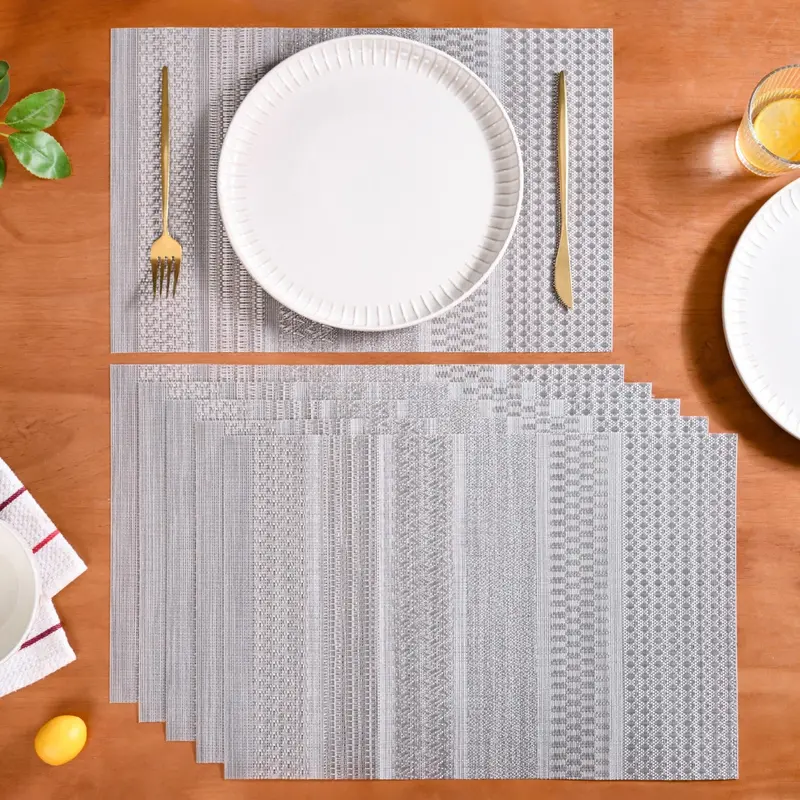 Lustrous Silver Placemats – 6-Pack Metallic Table Linen Set 1