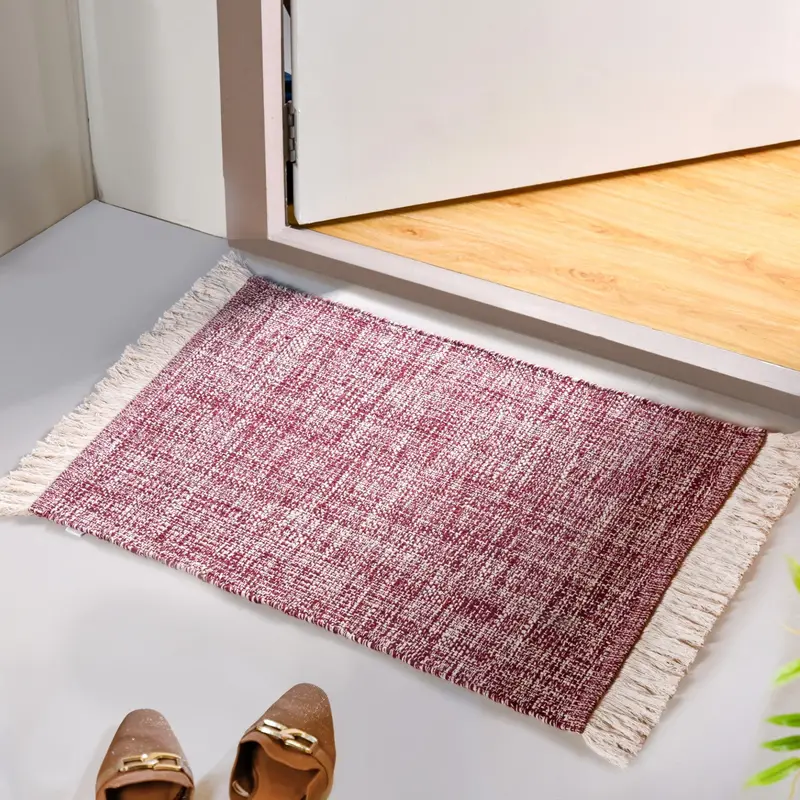 Magenta Crossweave Cotton Non-Slip Floor Mat – 96X53Cm 1