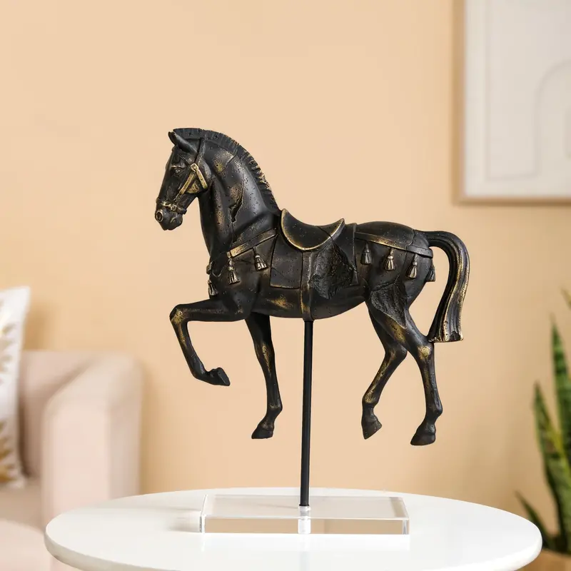 Majestic Bronze-Tone Horse In Mid-Trot Showpiece 1