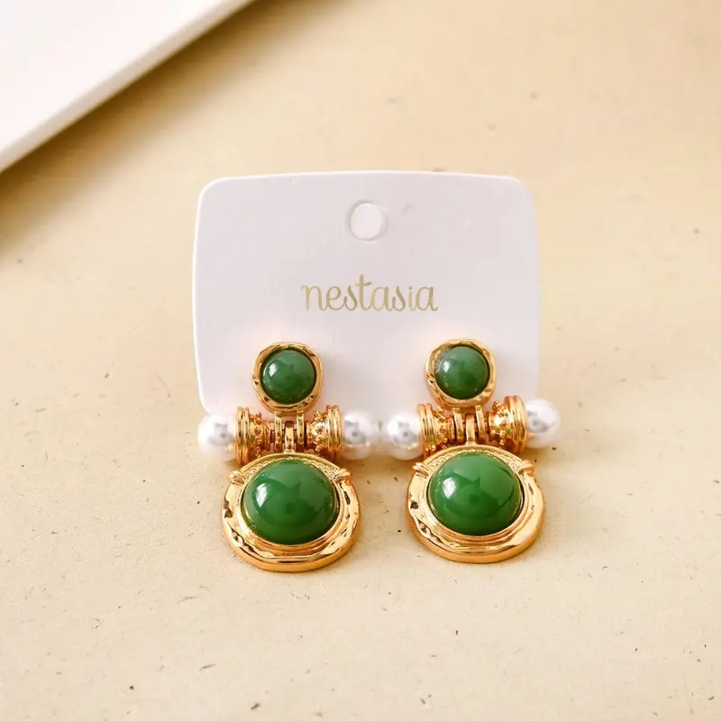 Majestic Stone Drop Earrings In Gold 1