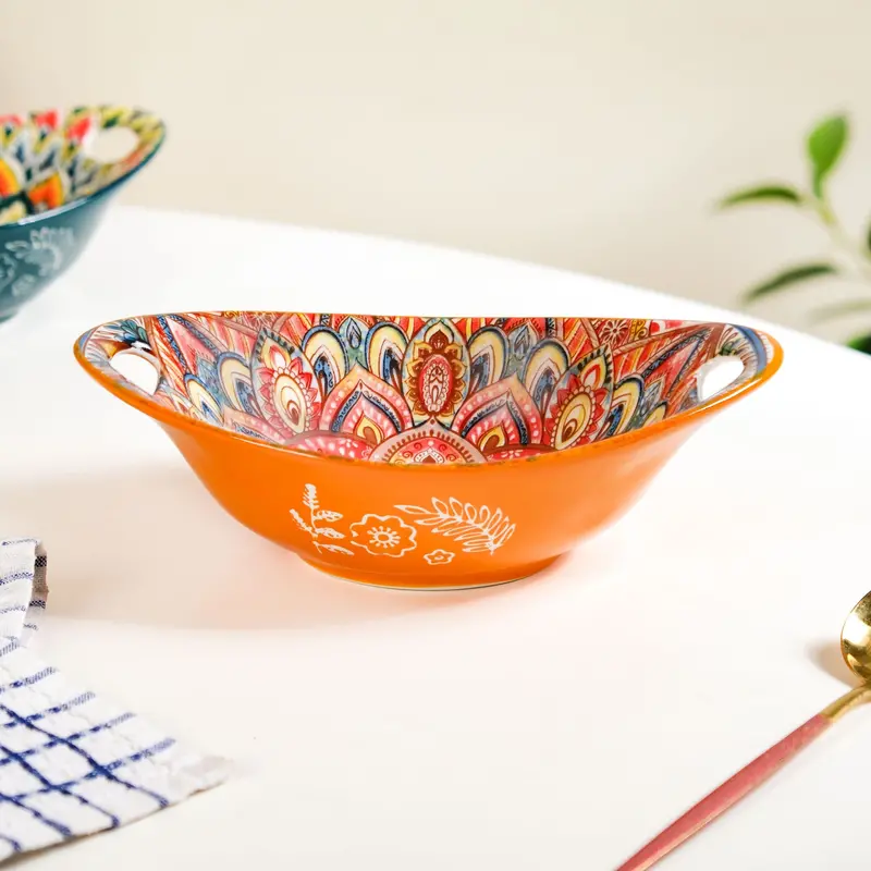 Mandala Melange Orange Serving Platter – 400Ml Ceramic Tray 1