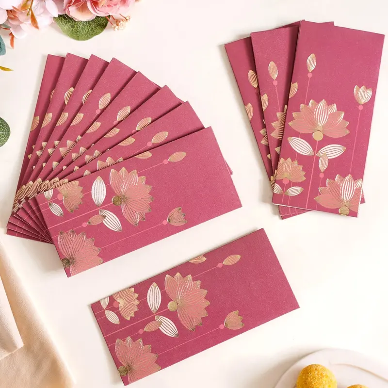 Maroon Gold Lotus Shagun Paper Envelopes – Premium Cash Gifting Set (12) 1
