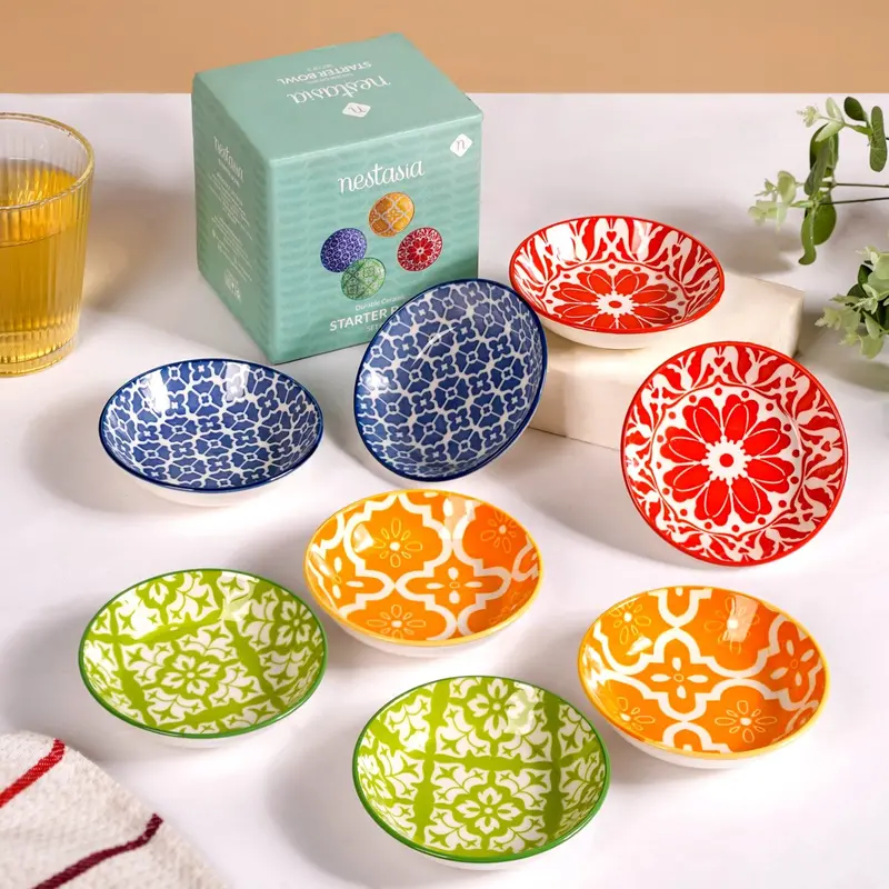 Mediterranean-Inspired Set Of Eight Small Ceramic Bowls – 70Ml Each 1