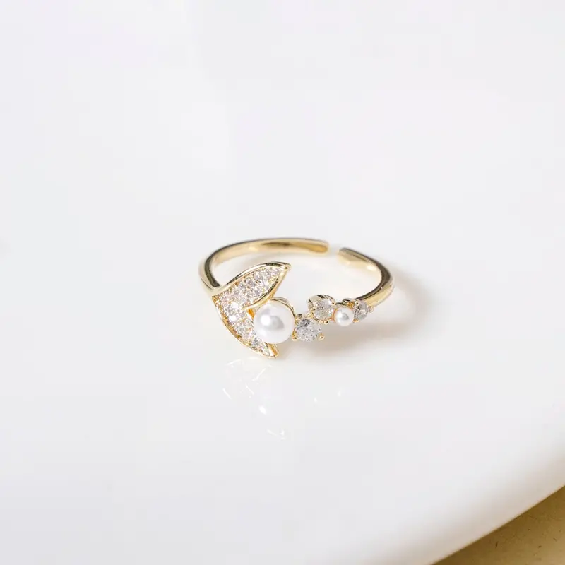 Mermaid-Themed Gold Adjustable Finger Ring 1