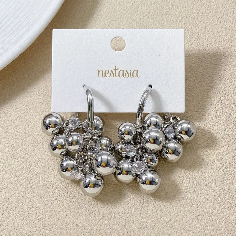 Metallic Beaded Dangle Earrings 1