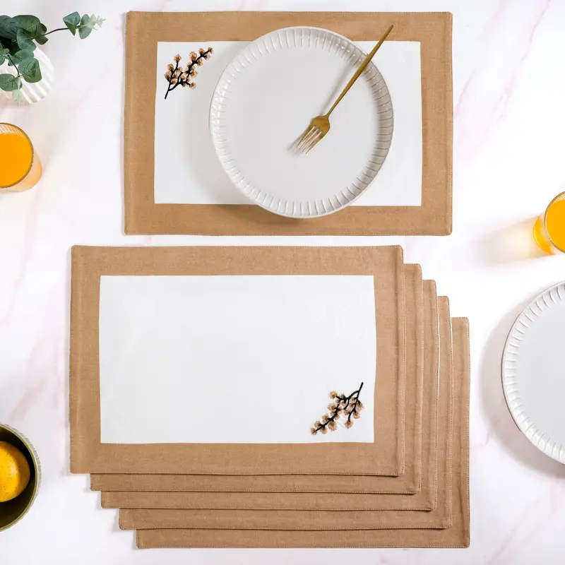 Midori Brown Pure Cotton Placemats (6-Piece) 1