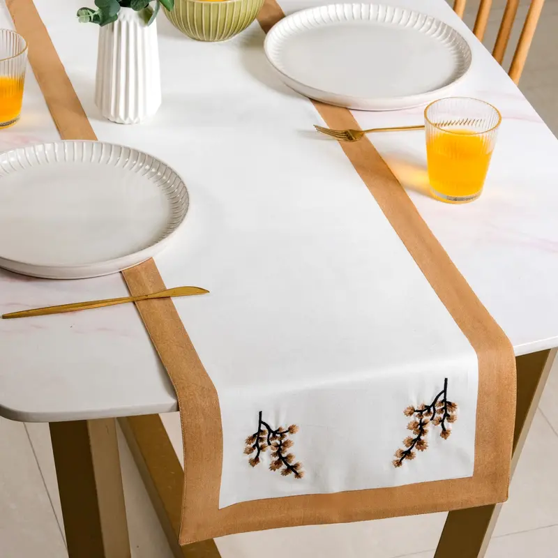 Midori Brown Rustic Cotton Table Runner (180X36 Cm) 1