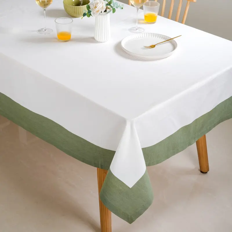 Midori Sage Green 6-Seater Cotton Tablecloth (200X150 Cm) 1