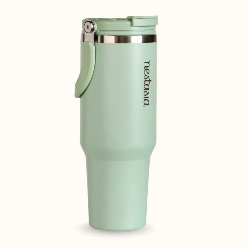 Milk Matcha Green Picksip 40 Insulated Tumbler – 1200Ml Eco-Conscious Vacuum Bottle With Top Handle 1