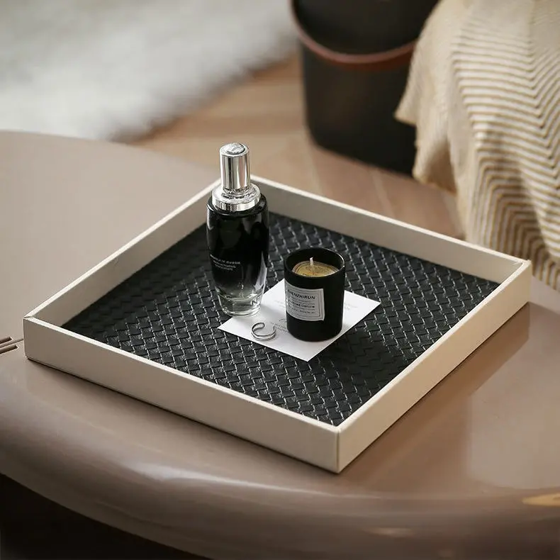 Minimalist Black-And-White Square Organizer Tray – Desk Or Vanity Use 1