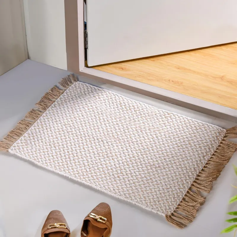 Minimalist Solid-Color Cotton Non-Slip Floor Mat – 96X50Cm 1