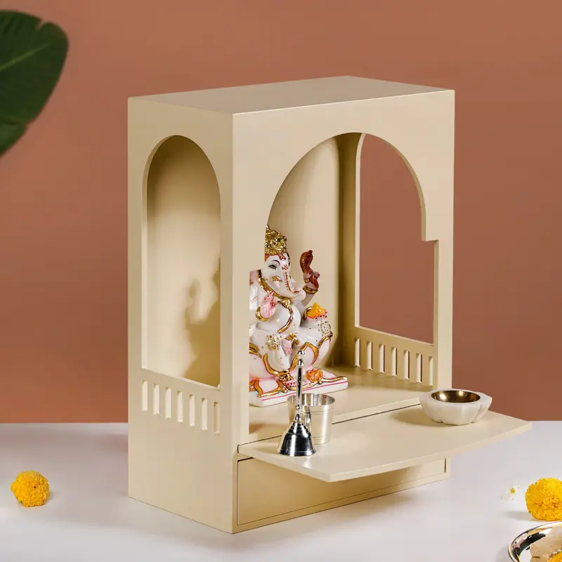Minimalist Wall-Mounted Puja Mandir – Sleek Design For Home & Office (30X17X42Cm) 1