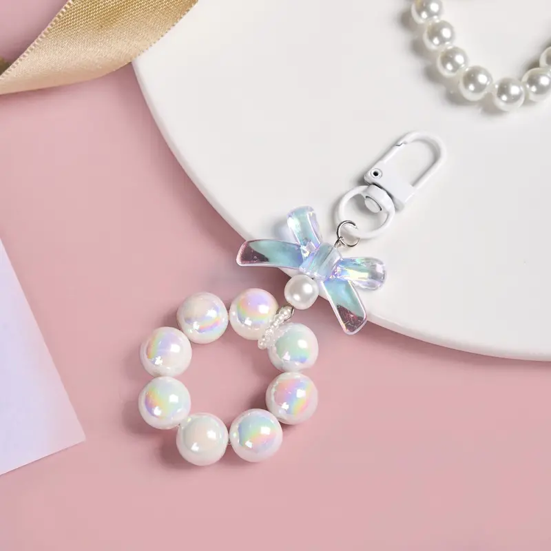Minimalist White Hoop Keyring With Bow Accent 1