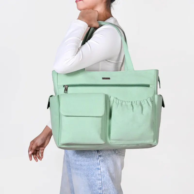 Mint Green Modular Tote – Adjustable Compartments & Stylish Daily Use 1