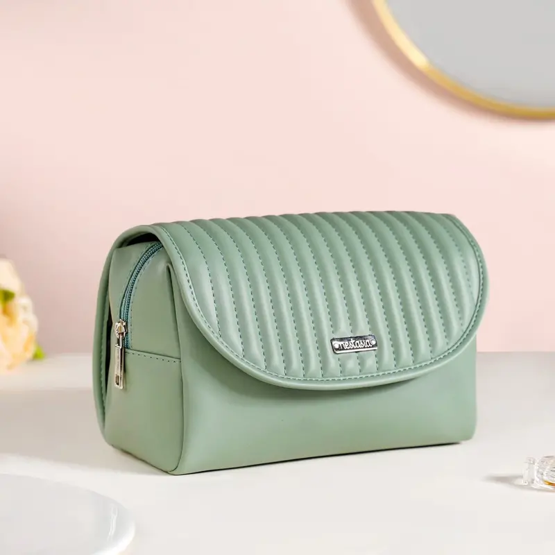 Mint Green Multi-Compartment Travel Makeup Pouch 1