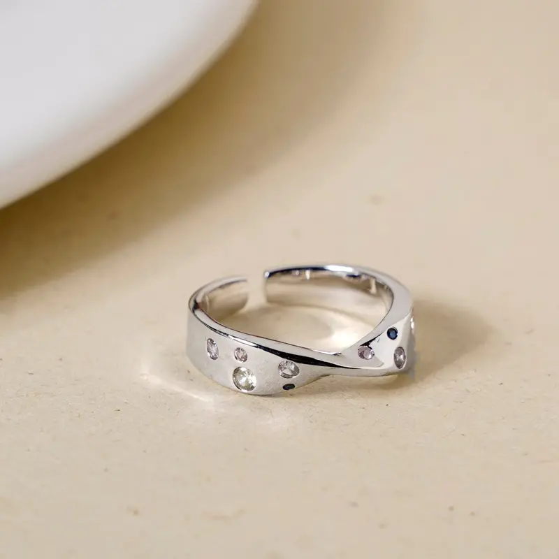 Mobius Twist Gem-Encrusted Ring 1